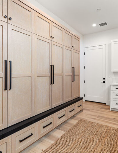 PCW Custom Cabinetry Design Laundry Room Rift white oak custom lockers