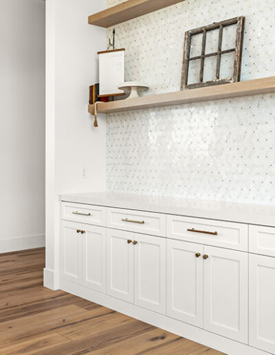 PCW Custom Cabinetry Design Living Room custom cabinets rift white oak floating shelves